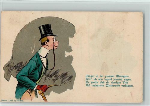 1900 Lithographie Vers Ein Vieh will dich verklagen AK
