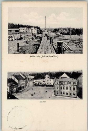 Siebenlehn 1931 Zellwalde - Schneidemühle, Markt AK