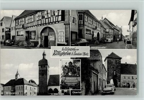 Billigheim Marktplatz, Hauptstraße, Obertor, Gasthaus u. Metzgerei Fritz Hauck , gute Erhaltung AK