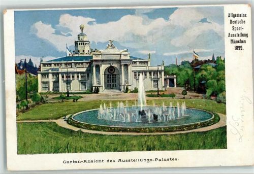 W8000 München Allgemeine Deutsche Sportausstellung Ausstellungs-Palast Privatganzsache 1899 Lithographie