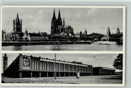 Köln Altstadt-Nord 103 1934 Ausstellung Braune Messe Achema VII die Weltschau 1934 Hakenkreuz und Litfaßsäule AK WK II WK II