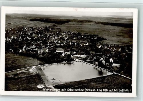 72474 W7472 Winterlingen 1957 Foto AK Luftbild von H. Sting - mit Schwimmbad
