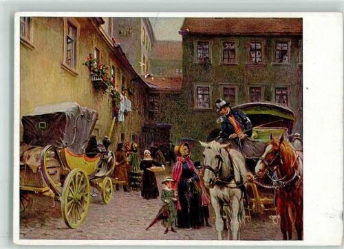 Der alte Bamberger Posthof Postkutsche Lange Gasse 27 sign Prof. P. F. Messerschmitt