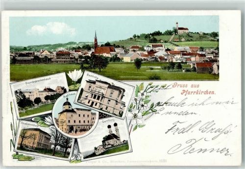 Pfarrkirchen 1903 Distrikskrankenhaus Knabenschule Gartlberg Rathaus