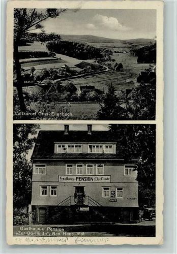 Grasellenbach 1938 Gasthaus zur Dorflinde - Posthilfsstellen Stempel AK