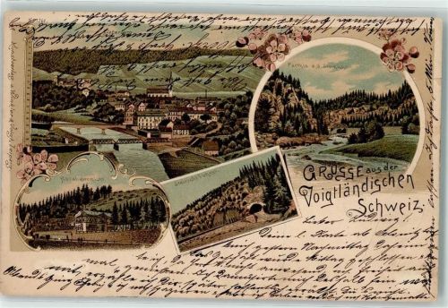 Elsterberg 1896 Hotel Steinicht Steinicht Tunnel Lithographie