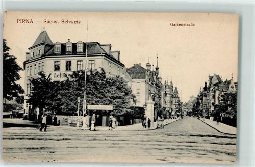 Pirna 1917 Gartenstraße Hotel-Gasthaus Sächsische Schweiz Litfaßsäule