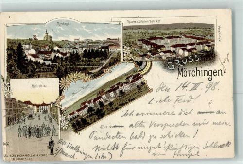 Morhange 1898 Kaserne d. Infanterie-Regts. Nr. 17 Marktplatz Offiziers-Viertel