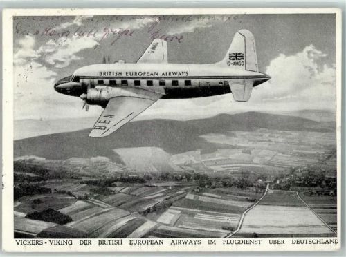 1951 BEA Vickers - Viking im Flugdienst über Deutschland AK