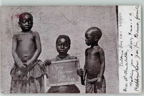 1903 Schild mit : A Merry Christmas aus Pretoria Transvaal - Schwarzafrikaner
