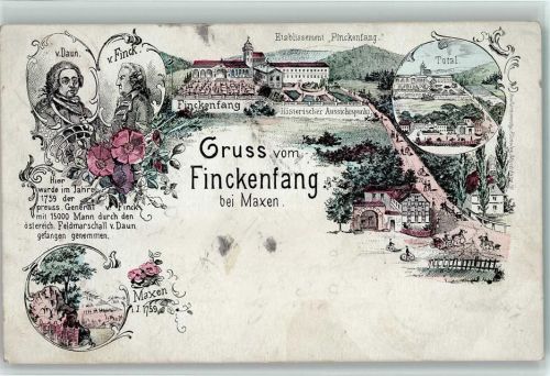 Maxen 1900 Finckenfang Porträt v. Daun v. Finck Etablissement