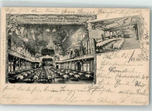 10115 O1020 Friedrichshain 1906 - Concordia-Festsäle Andreasstraße 64