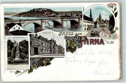 Pirna Marktplatz Kaiserl. Postamt Kriegerdenkmal