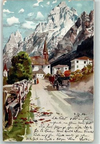 1902 Zieher, Ottmar , Alpenland Berge Kutsche AK