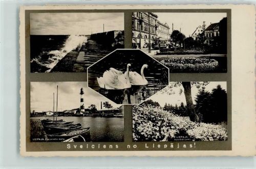 Libau Liepaja - Schwäne Leuchtturm Nachgebührstempel