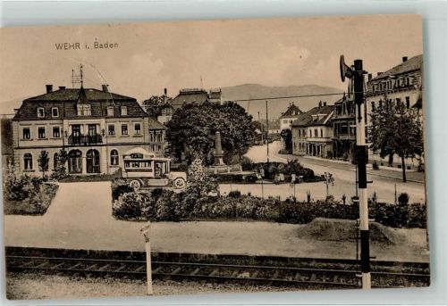 Wehr 1919 Wehra Hof Gasthaus Denkmal Auto Eisenbahn Gleise