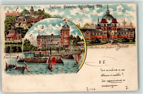 Treptow 1898 Gewerbe-Ausstellung 1896 Marine Schauspiel Gartenbau-Ausstellung Pavillon der Stadt