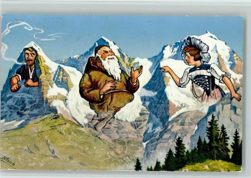 1952 Eiger, Mönch und Jungfrau, sign Blank AK