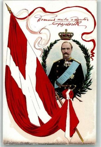 König Frederik , Fahne Krone - Stempel: Nordlandreise des Schubertbundes 1909