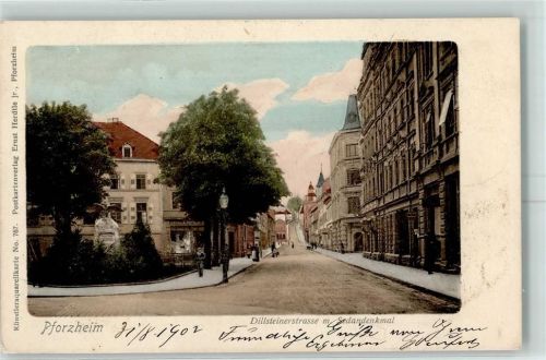 75172 W7530 Pforzheim 1902 - Dillsteinerstraße mit Sedandenkmal