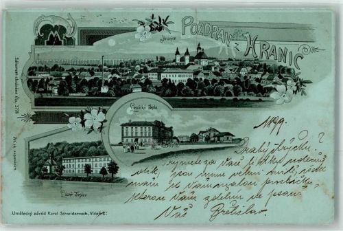 Hranice nad Morave 1899 Lesnicka skola Laze Teplice Lithographie Mondschein