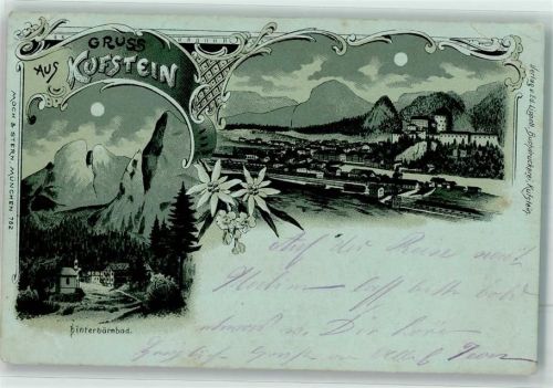 Kufstein Hinterbärnbad Lithographie Mondschein