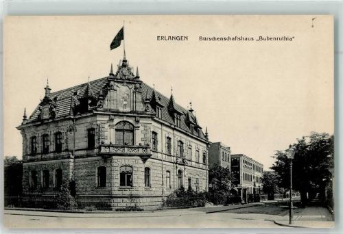 91052 W8520 Erlangen - Burschenschaftshaus Bubenruthia Laterne Fahne