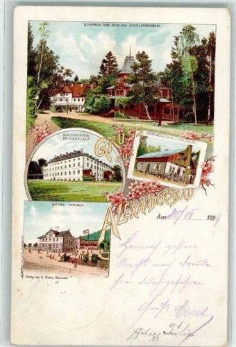 Bad Alexandersbad 1899 Kurhaus Schloss Kaltwasser-Heilanstalt Gasthaus Luisenburg Hotel Weber