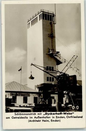 Emden Getreidesilo im Außenhafen Architekt Heim Werbung Schlämmanstrich Dycherhoff Weiss Privatfoto KEINE AK