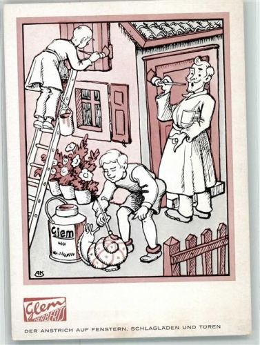 W5600 Wuppertal Glem Herberts & Co Farben für Fenster Schnecke Werbung Künstlerkarte