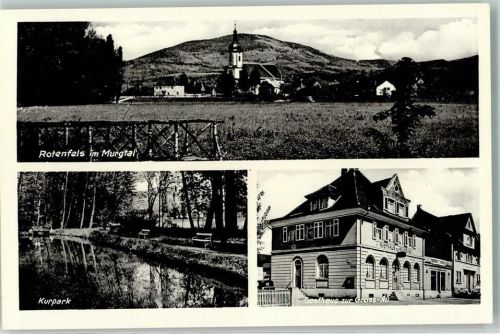 76571 W7560 Bad Rotenfels Foto AK Kurpark Gasthaus zur Gross-Au