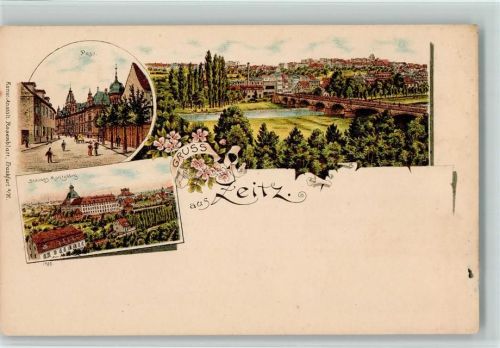 Zeitz Gesamtansicht Post Schloss Moritzburg Lithographie
