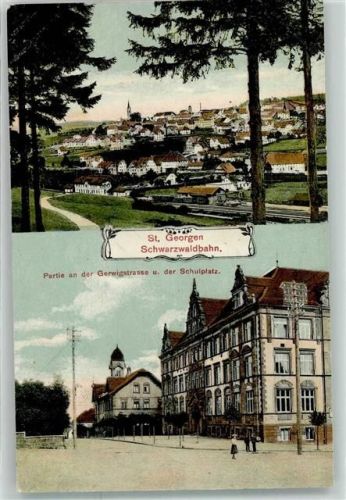 78112 W7742 St. Georgen im Schwarzwald 1911 - an der Gerwigstraße u. der Schulplatz Bahnhof