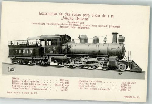 Linden Hanomag 10 Rad Lokomotive Spurbreite 1 Meter E.B. 318 Viacao Bahiana Brasilien Verlag Georg Alpers 15547