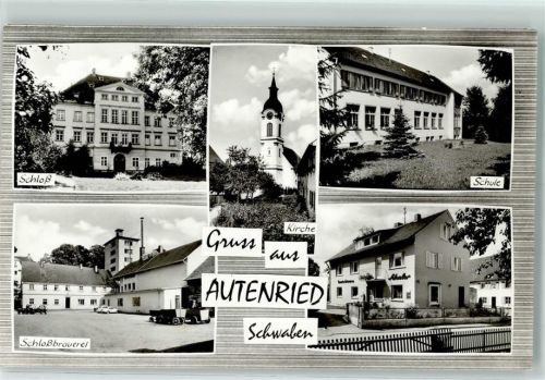 89335 W8873 Autenried , Kr Günzburg - Schloss Schule Kirche Schlossbrauerei