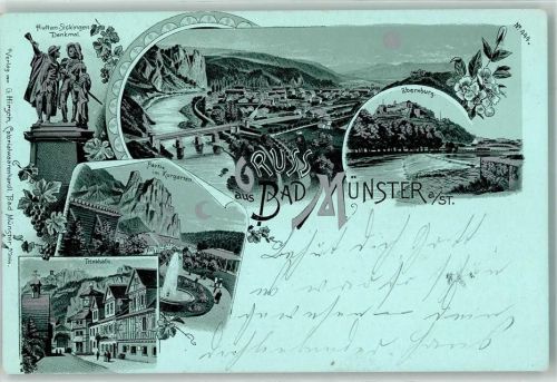 Bad Münster-Ebernburg Hutten Sickingen Denkmal Kurgarten Trinkhalle Springbrunnen Brücke Rebe