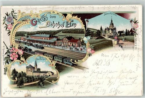 Elm 1898 Bahnhof Elm Burg Brandenstein Schloß Remholz