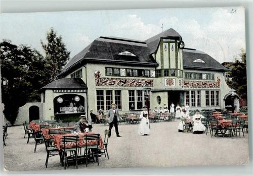 Dresden 3. Deutsche Kunstgewerbe Ausstellung 1906 Landgasthaus zum Jägerhof Off. Postkarte Nr 21