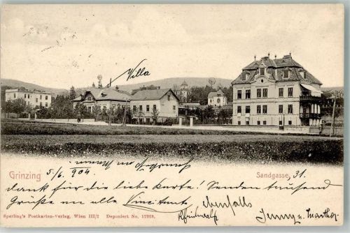 1190 Wien 19. Bezirk, Döbling 1904 Foto AK Sandgasse Grinzing