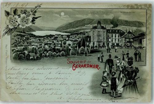 Gerardmer 1898 Hotel de la Providence Lithographie Mondschein