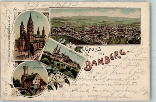 Bamberg 1898 Dom Altenburg Michaelsberg Lithographie