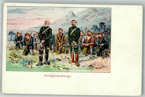 Feldgottesdienst Buren 1900 Lithographie / Künstlerkarte