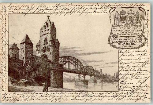 Mainz 1904 Einweihung der neuen Eisenbahnbrücke