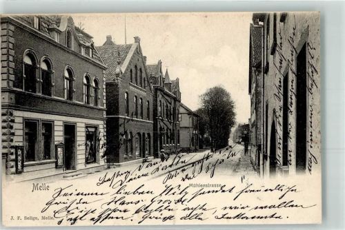 Melle 1902 Mühlenstraße bahnpost Rheine Zug 155