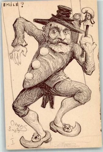 1903 Marionette Emile Denizard Karikatur sign. Orens