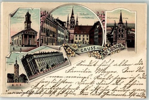 Ansbach 1899 Ludwig- Kirche St.Gumbertus- Kirche Herriedertor Regierungsgebäude