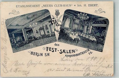 Kreuzberg 1899 Etablissement Neues Club-Haus Kommandantenstraße