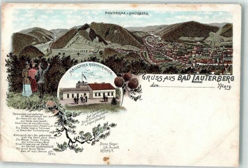Bad Lauterberg Der Hausberg Gasthaus auf dem Hausberg Gedicht Lithographie
