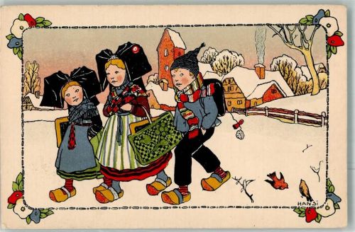 1932 Schulkinder Trachten Elsass Carte La Cigogne Strasbourg