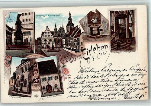 Lutherstadt Eisleben 1902 Gruss aus Nr. 876 - Luther, Marktplatz AK